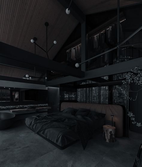 Mafia House Aesthetic, Dark House Aesthetic, Dark Interior Design, Black Bedroom Design, Black Houses, Dark House, Dark Home, Room Deco, Dream House Rooms