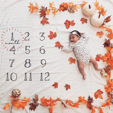 Mile Stone Picture Ideas, September Monthly Baby Photos, 1st Month Photoshoot, November Monthly Baby Photos, November Baby Photoshoot, Fall Baby Pictures, 1 Month Baby, Centerpiece Diy