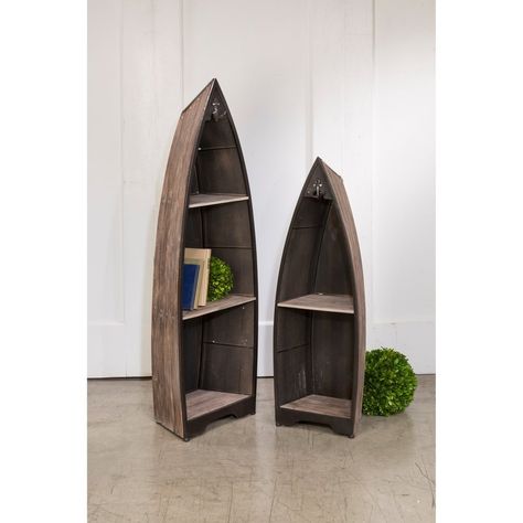 Boat Bookcase, Boat Shelf, Bookcase Wood, Cabin Living Room, Wood Boats, New Interior Design, Wood Floating Shelves, Coastal Furniture, Wooden Boats