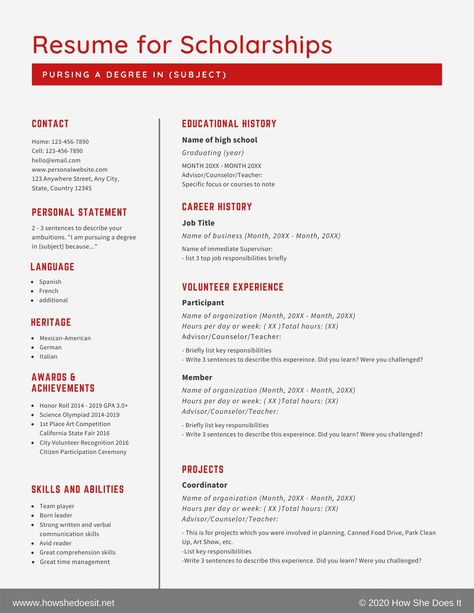 Scholarship Resume Template, Scholarships For Sophomores High Schools, Scholarship Aesthetic, Parts Of An Essay, Scholarship Resume, High School Prep, University Scholarships, High School Scholarships, School Resume