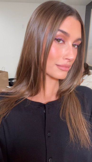 Hailey Bieber Hair Brunette, Hailey Bieber Light Brown Hair, Warm Mushroom Brown Hair, Hailey Bieber Long Hair, Hailey Bieber Brunette, Hailey Baldwin Hair, Popular Hair Colors, Light Brunette Hair, Pelo Cafe