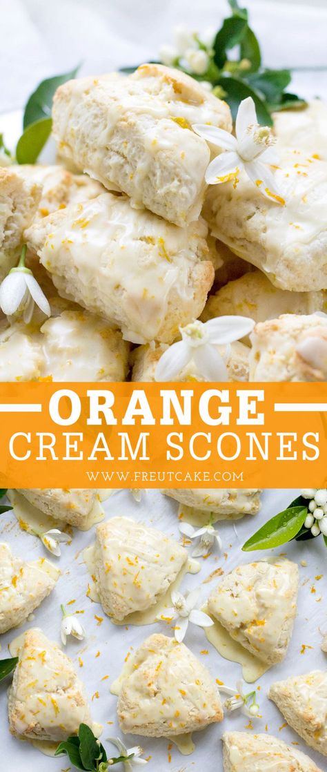 Orange Cream Scones, Cream Scones Recipe, Scone Mix, Bread Sweet, Baked Breads, Scones Recipe Easy, Orange Scones, Homemade Scones, Spring Baking