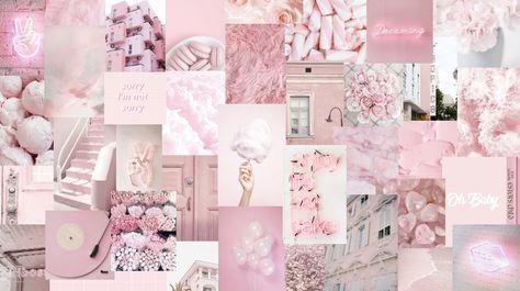 Wallpaper Laptop, Pink Aesthetic, Pastel Pink, Baby Pink, Light Pink, Laptop, Pastel, Wallpapers, Collage