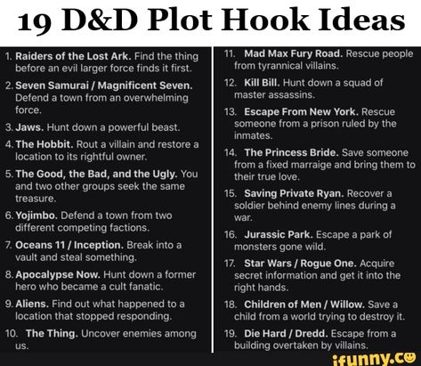 Dnd Dm Tips, D&d Ideas, Dnd Notebook Ideas, Fantasy Plot Ideas, Dm Dnd, Dm Tips, Dnd Dm, Hook Ideas, Seven Samurai