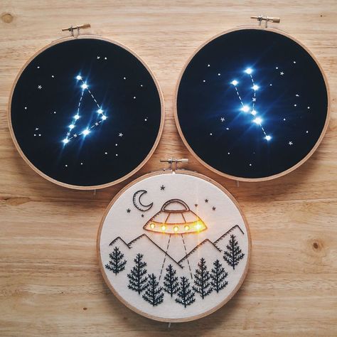 I “Light Up” My Embroidery Works Inspired By Night And Stars | Bored Panda Constellation Embroidery, Paper Paste, Cross Eyed, 35 Years Old, Embroidery Works, Pola Sulam, Learn Embroidery, Paper Embroidery, 자수 디자인