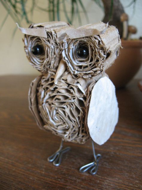 Cardboard Owl, Nature Club, Earth Projects, Bored Kids, Cardboard Sculpture, Owl Crafts, Kid Art, Hoot Owl, Cardboard Art