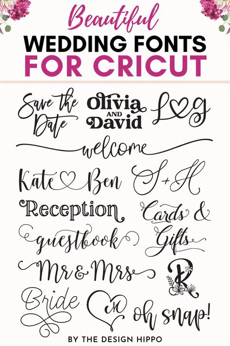 Are you looking for the best wedding fonts for Cricut? Here are over 10 most beautiful wedding fonts for cricut that'll take your DIY wedding to next level. #weddingfonts #weddingfontsforcricut #cricutweddingfonts Best Wedding Fonts, Font Ideas Alphabet, Free Fonts For Cricut, Fonts For Cricut, Sign Fonts, Free Commercial Fonts, Brush Script Fonts, Idee Cricut, Cricut Wedding