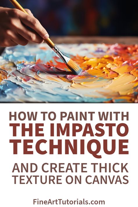 Discover the magic of texture in your paintings by mastering the Impasto technique! This artistic approach brings your artwork to life, adding depth and dimension with thick and expressive layers of paint. Check out our beginner-friendly guide and start creating your own textured masterpieces today. #Impasto #TexturePainting #DIYArt #ArtTechniques #PaintingTutorial #PaintingTechnique #PaletteKnifePainting Texture Painting On Canvas Tutorial, Acrylic Impasto Painting, Impasto Painting Acrylic, Texture Paintings, Impasto Technique, Texture Painting On Canvas, Oil Painting Techniques, Canvas Painting Tutorials, Artwork Ideas