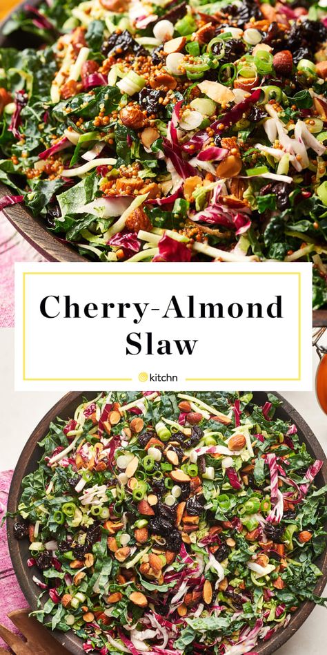 Slaw Salad, Kale Slaw, Holiday Side Dish, Holiday Side, Salad Pasta, Slaw Recipes, Cherry Almond, Tasty Videos, Dried Cherries