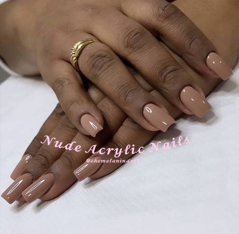 Acrylic Nail Designs Dark Skin, Birthday Nails By Skin Tone Range, Plain Colour Nails Acrylic, Elegant Nails For Dark Skin, Nailpaints For Brown Skin, Dark Skin Nails Ideas, Plain Nail Color Ideas, Nude Nails Dark Skin Tone, Plain Colour Nails