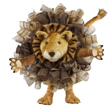 Lion Wreath, Fall Tulle Wreath, Wreath Enhancements, Animal Wreaths, Wreath Kits, Head Wreath, Wreath Making Supplies, Summer Wreaths, Zoo Animal