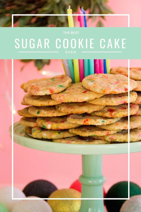 Stacked Cookie Cake, Sugar Cookie Cake Recipe, Sugar Cookie Cake, Bake Christmas Cookies, Best Sugar Cookie, Bake Christmas, Sugar Cookie Cakes, Decadent Chocolate Desserts, Cookie Cakes