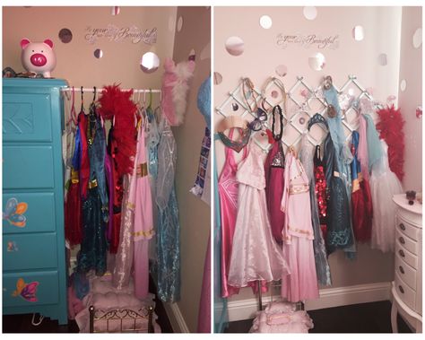 Costume Hanging Rack, Small Space Dress Up Storage, Dress Up Rack, Accordion Peg Rack, Kids Fancy Dress, Dress Up Closet, Peg Rack, Princess Dress Up, After Pictures