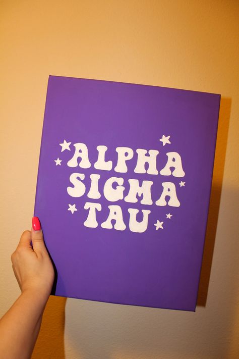 Purple Sorority Canvas, Alpha Sigma Alpha Canvas, Alpha Sigma Tau Canvas, Sorority Canvas Art, Sorority Baskets, Sorority Big Little Reveal, Big/little Baskets, Big Little Canvas, Big Little Basket