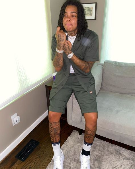 Young M.A’s Instagram profile post: “Big steppa 😈” Migos Outfit, Dickie Suit, Dickies Outfit Women, Dickies Outfits Men, Dickies Outfit, Big Steppa, Cute Tomboy Outfits, Young Ma, Denim Diy Clothes