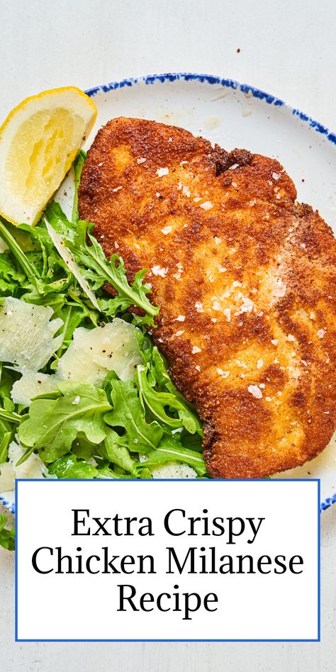 If you’re not already well-versed in this crispy breaded chicken cutlet subject, now is the time to familiarize yourself with the preparation and add it to your repertoire. #chickenrecipes #easydinners #dinnerrecipes #chickenmilanese #familyrecipes Oven Baked Chicken Milanese, Chicken Milanese Recipe, Milanesa Recipe, Milanese Recipe, Awesome Chicken, Chicken Milanese, Family Supper, Dinner Rotation, Weekly Dinner