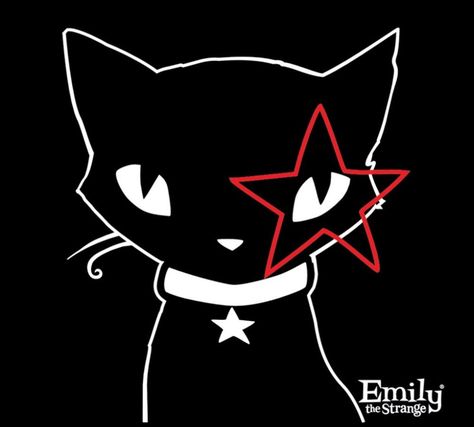 Emily The Strange Cats, Emily The Strange Pfp, Emily The Strange Icon, Red Goth Aesthetic, Emily The Strange Cat, Icons Emo, Pfp Goth, Goth Icon, Emo Designs