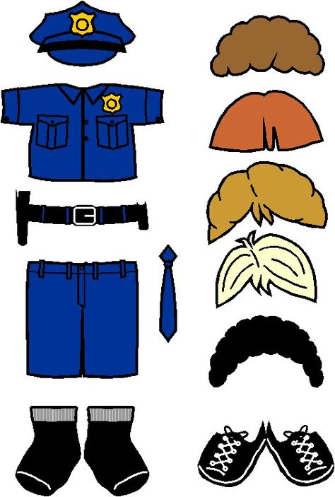 Our Playtime Police Officer Paper Doll has joined the family just in time for Labor Day. You can select boys or girls hair for your Police Officer and have Police Officer Crafts, Police Crafts, Police Officer Uniform, Disguise A Turkey, Officer Uniform, Police Activities, Turkey Disguise Project, Turkey Project, Police Outfit