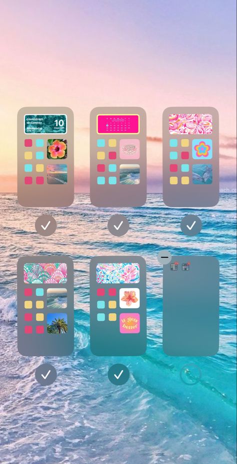 Cute Wallpapers With Widgets, Summer Home Screen, Iphone Wallpaper Preppy, Cute Backgrounds For Iphone, Cute Home Screen Wallpaper, Cute Home Screens, Cute Summer Wallpapers, Wallpaper Iphone Summer, Iphone Home Screen Layout