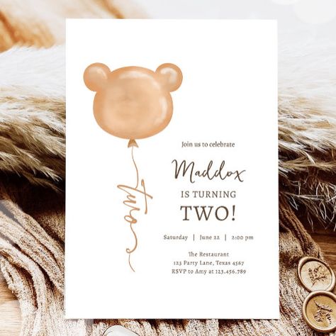 $3.08 | Teddy Bear Balloon Boy Second Birthday Party - teddy bear, bear balloon, teddy bear party, boho teddy bear, some beary, boy birthday, beary first birthday, second birthday, 2nd birthday, bear second birthday Boy Second Birthday, Balloon Teddy Bear, Beary First Birthday, Teddy Bear Balloon, Picnic Invitations, 10th Birthday Invitation, Bear Balloon, Second Birthday Party, Teddy Bear Party