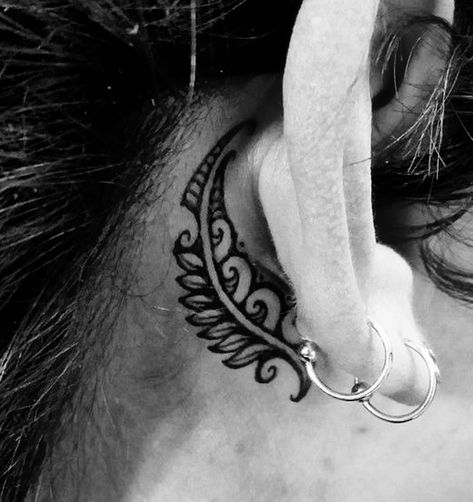 Polynesian Ear Tattoo, Ear Neck Tattoo, Kiwi Tattoo, Tattoo Behind Ear, Ear Tattoos, Tattoo Stencils, Neck Tattoo, Ear Tattoo, Behind Ear Tattoo