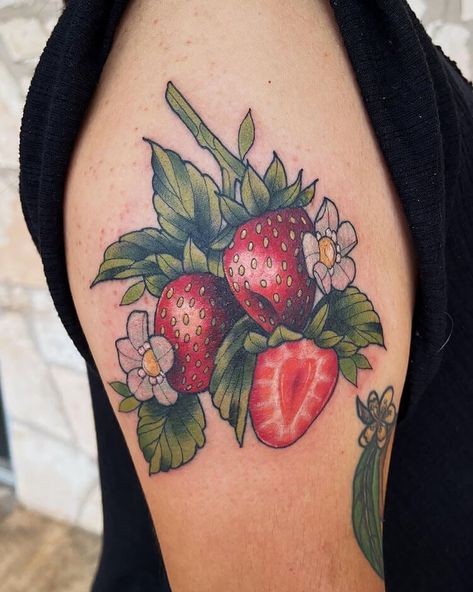 Strawberry Tattoo Ideas, Strawberry Tattoos, Taekwondo Wallpaper, Strawberry Tattoo, Tattoos Pictures, Forever Tattoo, Tattoos Inspo, Strawberry Plant, Tattoo Minimalist