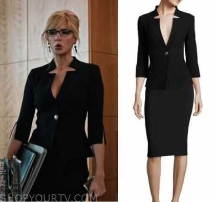 Yellowstone: Season 4 Episode 7 Beth's Black Inverted Collar Jacket | Shop Your TV Beth Dutton Style, Yellowstone Outfits, Suit With Skirt, Cowgirl Style Outfits, Beth Dutton, Country Fashion, Black Dress Outfits, Stylish Work Outfits, Collar Jacket