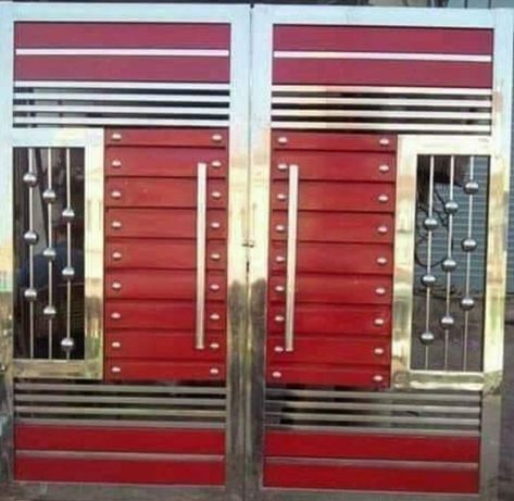 fancy gate in different size and color Fancy Gate, Stainless Steel Gate, Modern Steel Gate Design, Door And Window Design, Modern Main Gate Designs, House Front Door Design, Home Gate Design, Gate Wall Design, Door Design Photos