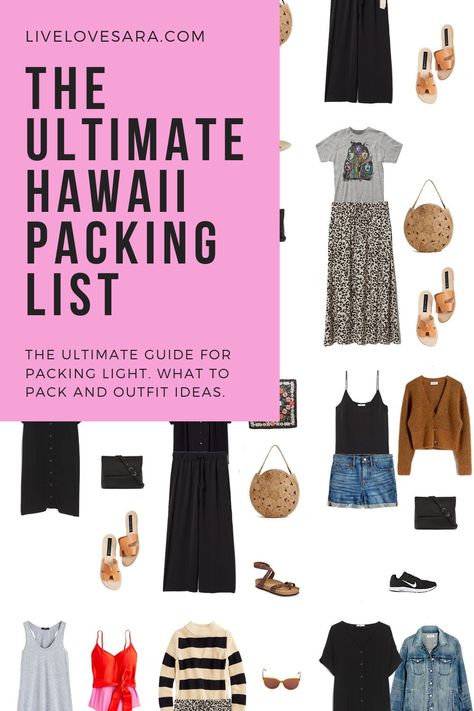 What to pack for 10 Days in Hawaii packing list | Hawaii Outfit Ideas | What to Wear in Hawaii | Southern Warm Weather Packing list | Summer Packing List | Beach Outfit Ideas | What to Wear to the Beach | Packing Light | Capsule Wardrobe | travel wardrobe | travel capsule | livelovesara Travel Capsule Hawaii, Travel To Hawaii Packing Lists, Vacation Hawaii Outfits, Week In Hawaii Packing List, Hawaiian Trip Outfits, Hawaii Outfit Capsule, 10 Day Hawaii Packing List, Capsule Wardrobe For Hawaii Vacation, What To Pack For Kauai Vacation