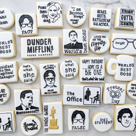 The Office Cookies, The Office Themed Party, 2023 Bucket List, Office Themed Party, Office Birthday Party, It Is Your Birthday, Super Cookies, Royal Iced Cookies, Cookie Shop