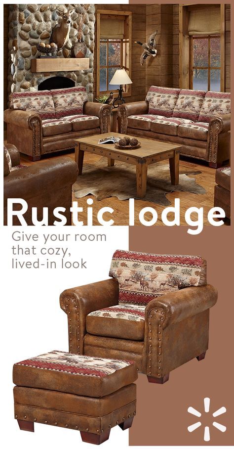 Give your home some old rustic charm and comfort with must-have furniture from the Rustic Lodge collection at Walmart.com. Boasting everything from cozy blanketsand pillows to sofas, storage and more—you’ll find everything you need to bring the outdoors in. Shop the look today. Rustic Lodge Living Room, Lodge Furniture, Western Furniture, Pallet Decor, Cabin Living, Lodge Decor, Rustic Lodge, Log Cabins, Rustic Living