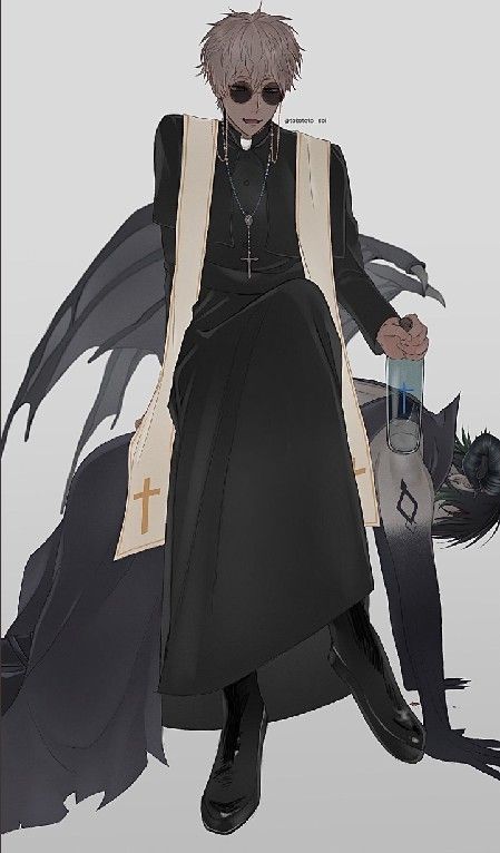 Male Nun Outfit, Priest Clothes Design, Priest Clothes Drawing, Preist Outfits, Priest Robes Concept Art, Surgeon Character Design, Priest Outfit Drawing, Priest Drawing Reference, Priest Pose Reference