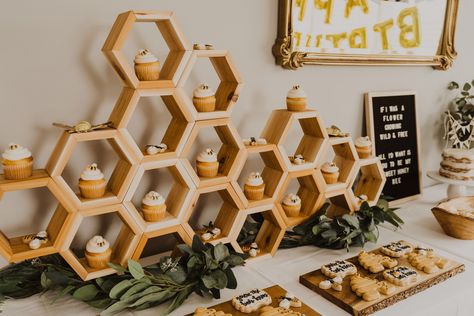 https://www.caterinaphotography.com/post/firstbirthday Honey Themed Party, Honeycomb Shelf, Honey Bee Baby Shower, Bee Gender Reveal, Bee Birthday Party, Bee Baby Shower Theme, Bee Party, First Birthday Party Themes, Bee Birthday