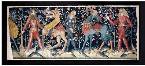 German tapestry wallhanging; ca. 1430-1470 (Switzerland) at the V&A Fabulous Beasts, Medieval Embroidery, Mythical Beasts, Medieval Tapestry, Mythical Beast, Anglo Saxon, Medieval Art, Victoria And Albert, Victoria And Albert Museum