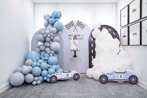 Two Fast Backdrop, Race Car Birthday Party Ideas Decoration, Cars Decorations Party, Fast One Birthday Party, Birthday Balloon Backdrop, Two Fast, Two Fast Two Furious, Truck Theme Birthday, Boy Party Decorations