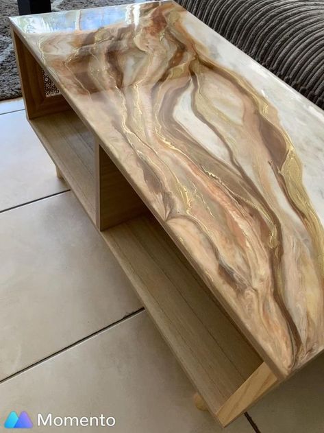 Resin Table Top Ideas, Gold Resin Art, Art Coffee Table, Resin Art Canvas, Resin And Wood Diy, Resin Coffee Table, Wood Resin Table, Epoxy Wood Table, Resin Table Top