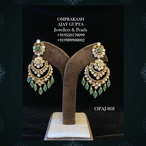 Polki Chand Bali Earrings Gold, Uncut Chandbali Earrings, Uncut Earrings, Chandbali Earrings Gold, Earrings Kundan, Gold Earrings Indian, Gold Jhumka Earrings, Indian Jewelry Earrings, Fancy Jewelry Necklace