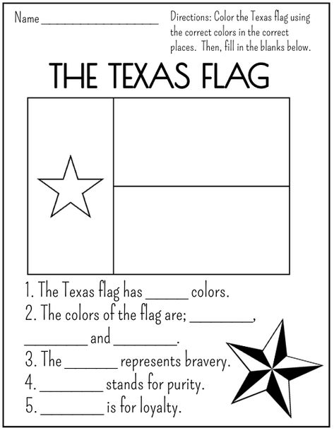 Texas Flag Coloring Worksheet Texas Kindergarten Teks, Texas Flag Craft Preschool, Texas Worksheet Printable Free, Texas Flag Craft, Texas Activities For Preschool, Dr Seuss Classroom Door Decorations, Texas Activities, Texas Symbols, Independence Day Activities