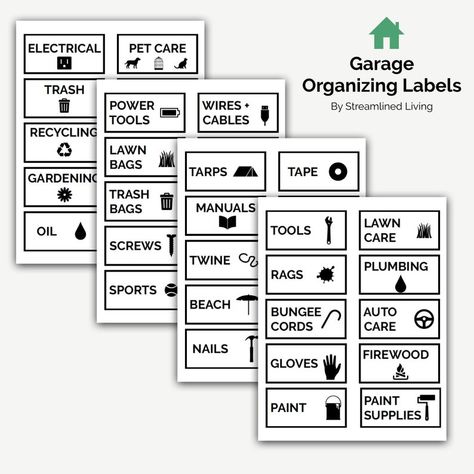 Free Organizing Printables, Pet Care Printables, Ways To Get Organized, Organizing Printables, Garage Organizing, An Organized Home, Garage Tool Organization, Storage Labels, Garage Organization Diy