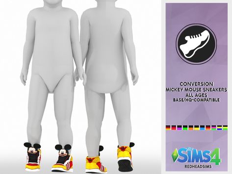 REDHEADSIMS - CC: MICKEY MOUSE SNEAKERS Sims4 Heels, Mods Ts4, Sims 4 Toddler Clothes, Sims Baby, Sims 4 Cc Kids Clothing, Cc Shoes, Sims 4 Cc Shoes, Sims 4 Children, Sims 4 Game Mods