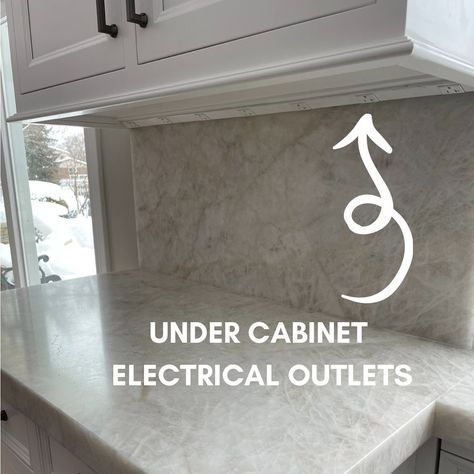 Hidden Plugs In Kitchen Island, Best Places To Put Electrical Outlets, Hidden Kitchen Outlets Plugs, Hidden Kitchen Plugs, Kitchen Backsplash Outlet Placement, Under Cabinet Outlet, Hiding Kitchen Outlets, Hidden Plugs In Kitchen, Hidden Island Outlets