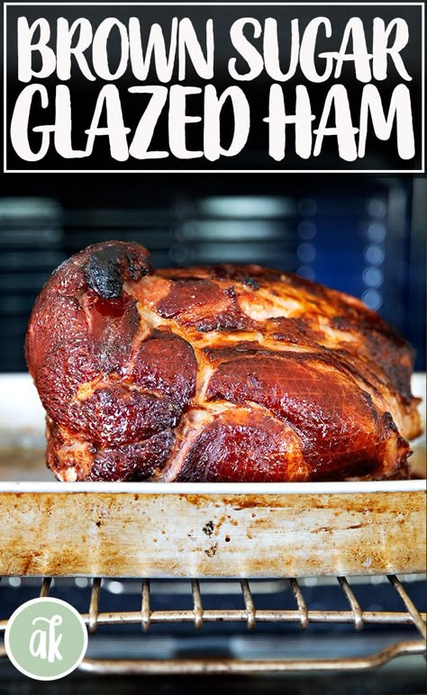 This simple roasted ham stays moist thanks to the cooking method and couldn't be tastier thanks to a brown sugar glaze. Simple, delicious, and so festive! #ham #brown #sugar #glazed #whole Ham Cooking Time, Brown Sugar Glazed Ham, Recipes Supper, Brown Sugar Ham, Ham Glaze Brown Sugar, Ham Recipes Baked, Whole Ham, Pineapple Glaze, Roasted Ham