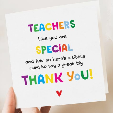 Perfect Card for the Teacher as a way of saying thank you. Leaving school of end of term this card is perfect for either. Fully personalisable just add your details when ordering Printed on High Quality 350gsm Card Full colour Envelope Measures 6 x 6" approx Blank Inside We can add a message for you just add this to your basket on checkout https://www.etsy.com/uk/listing/940424898/add-a-message-inside-one-of-our-cards Thank You Cards For Teachers, Thank You Teacher, Thank You Card For Teacher, Thank You Teacher Messages, Teacher Message, Happy Teachers Day Card, Teacher Presents, Teacher Aide, Teacher Mentor