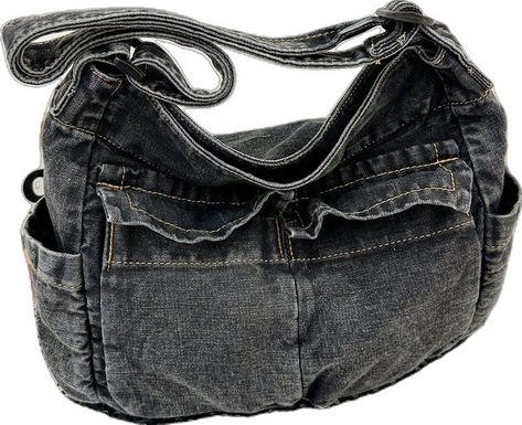 Casual Satchel, Denim Retro, Vintage Messenger Bag, Sling Bag Black, Soft Pattern, Retro Jeans, Denim Tote Bags, Denim Tote, Casual Tote