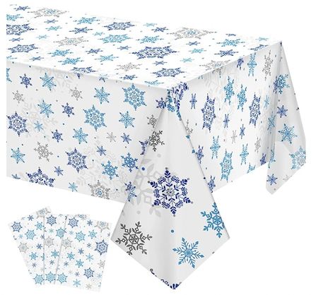 Package Includes: each package comes with 3 pieces of snowflake plastic tablecloths, which are designed with clear printing and natural beautiful snowflake patterns, ideal for decorating your winter holiday, giving you a winter like and enjoyable experience Large Size: each winter party tablecloth measures approx. 137 x 274 cm/ 54 x 108 inches, which is befitting for 8 feet long tables that can accommodate 8 to 10 people Tablecloth Decorations, Table Cloth Decorations, Xmas Theme, Holiday Snowflakes, Christmas Birthday Party, Winter Wonderland Party, Party Table Cloth, Plastic Tablecloth, Snowflake Christmas