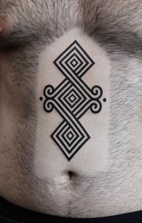 Dark Ornamental Chest Tattoo, Black Ornamental Tattoo, Abstract Ornamental Tattoo, Symmetrical Ornamental Tattoo, Modern Tribalism Tattoo, Bold Ornamental Tattoo, Tatoo Styles, Ouroboros Tattoo, Woodcut Tattoo