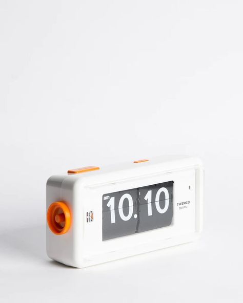 Twemco Alarm Flip Clock AL30 White [http://twemco.com/]. Flip Alarm Clock, Alarm Clock Design, Shelf Clock, Desk Shelf, Cnc Design, Clock Hands, Table Clock, White Table, Tech Design