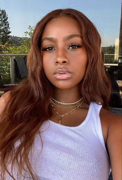 Justine Skye Hair Color, Brown Hair Dark Skin, Orange Brown Hair, Hair Color For Brown Skin, Rich Brown Hair, Caramel Blonde Hair, Caramel Brown Hair, Windows To The Soul, Warm Scarves