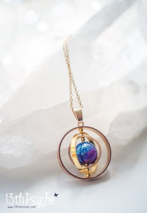 Astronomy Necklace, Astronomy Jewelry, Spinning Necklace, Space Necklace, Saturn Necklace, Galaxy Jewelry, Galaxy Necklace, Science Jewelry, Planet Necklace