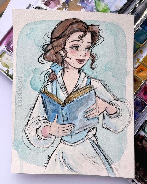 *sold* Had to paint this beauty again, it had been a long time 📖 🌹. ✨Listed on my Etsy, link in bio or story✨ #belle #beautyandthebeast… | Instagram Belle Drawing, Disney Princess Paintings, Disney Princess Sketches, Princess Sketches, Princess Painting, Disney Drawings Sketches, Disney Paintings, Disney Princess Artwork, Belle Beauty And The Beast